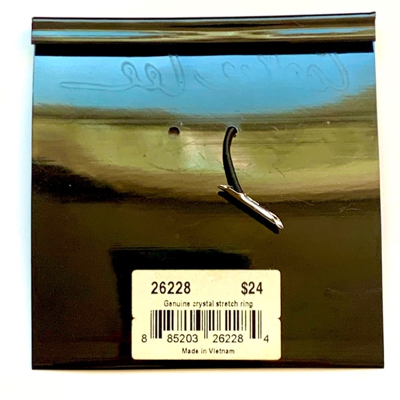 🌳 Genuine Crystal Green Pink & Clear Stretch Ring Silver Tone by Cookie Lee - Picture 8 of 9